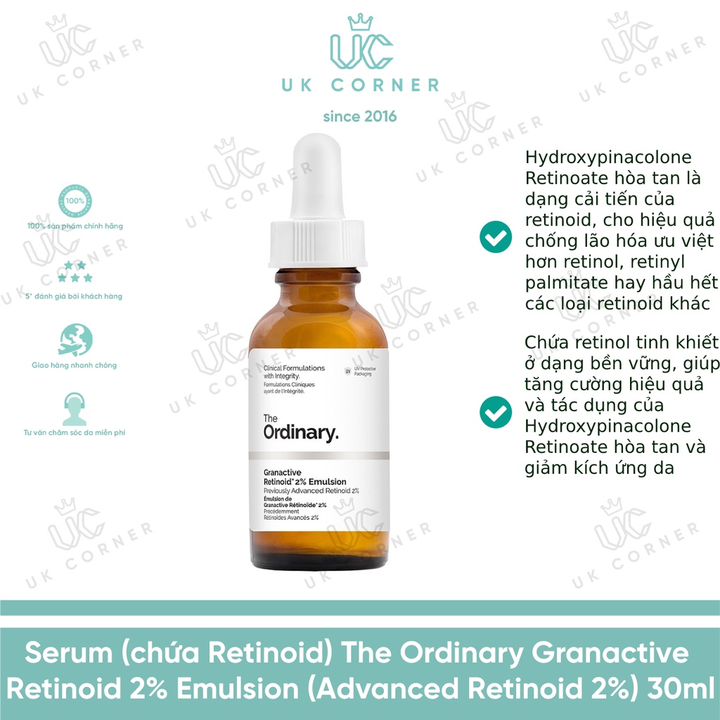 Serum (chứa Retinoid) The Ordinary Granactive Retinoid 2% Emulsion (Advanced Retinoid 2%) 30ml