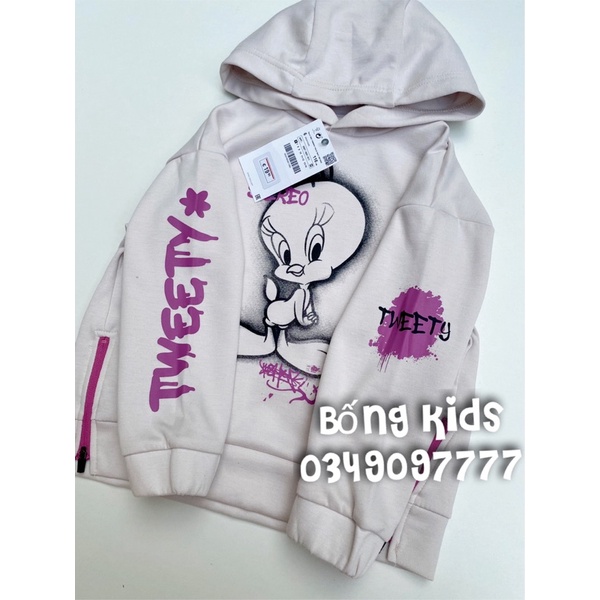 Áo Nỉ Ép Hoodie Bé Gái Vịt Sữa Đục ZR