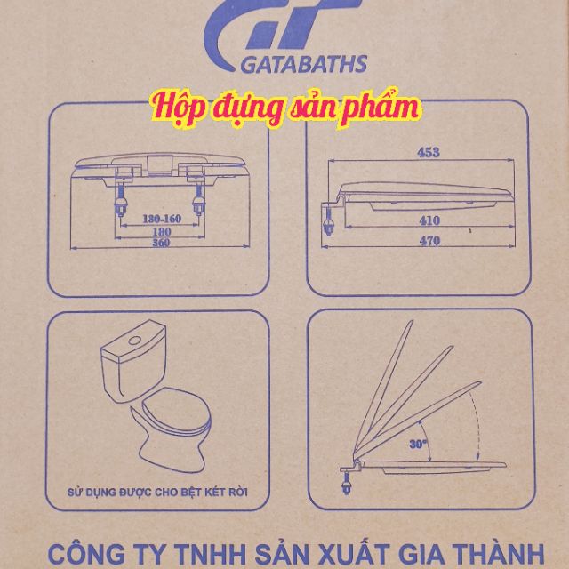 Nắp bồn cầu rơi êm (nắp bồn cầu hơi) GATABATHS® GT01S - 1.2kg