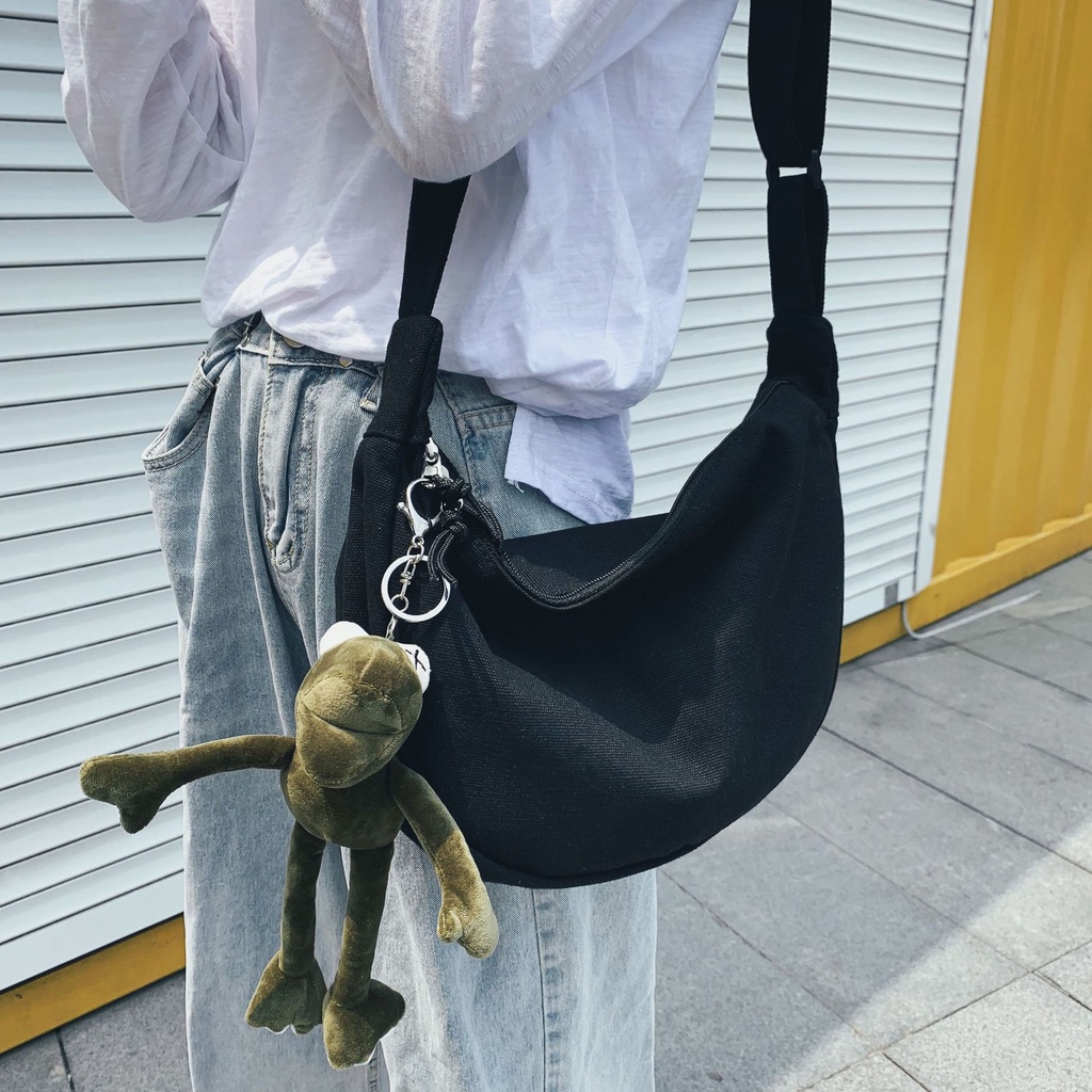 Túi Xách Đeo Vai Vải Bạt Sức Chứa Lớn Phong Cách Harajuku Nhật Bản Cho Nam Nữ