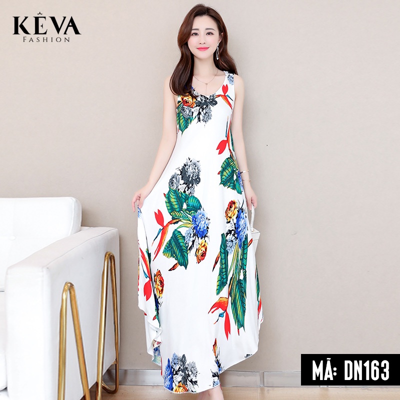 Váy Đầm Trung Niên Dáng Suông Cho Mẹ Và Các Chị - Chất Lanh Thoáng Mát - Thương Hiệu KEVA - Mã DN163