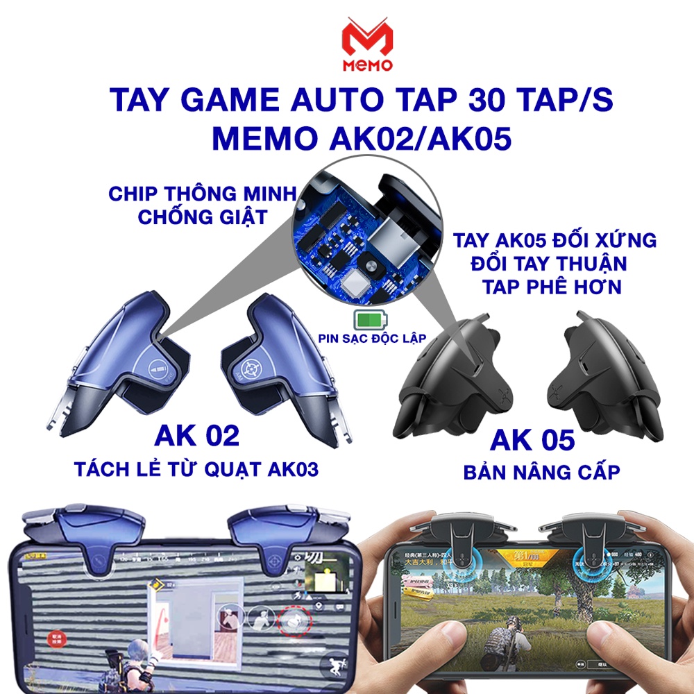 Nút bắn game Memo AK02 Memo AK05 AUTO TAP 30 Nhịp/giây - Nút bắn PUBG Mobile