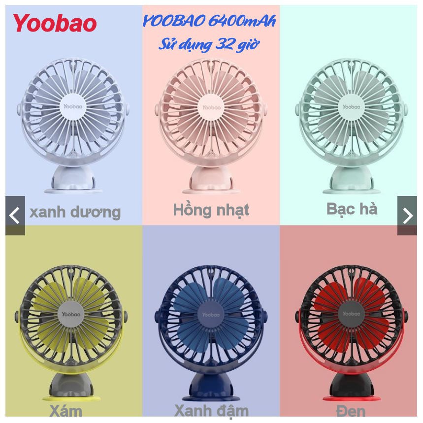 HÀNG MỚI VỂ QUẠT SẠC MINI YOOBAO 🎁FREESHIP 50K🎁QUẠT Yoobao 6400MAH xoay góc 720 độ,32 tiếng, đế kẹp đa năng DR888 | BigBuy360 - bigbuy360.vn