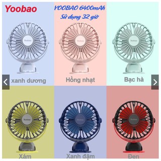 Quạt sạc mini yoobao 🎁freeship 50k🎁quạt yoobao 6400mah xoay góc 720 độ,32 tiếng, đế kẹp đa năng dr888