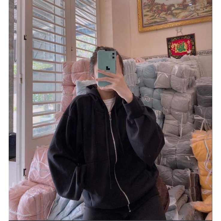 Áo khoác nỉ ngoại khóa kéo sắt tay phồng - update thêm màu