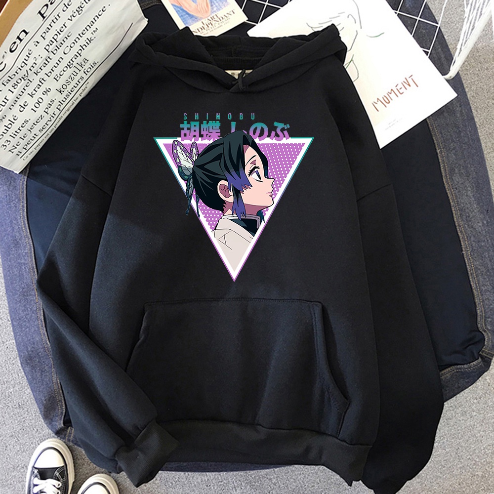 Áo Hoodie Mùa Đông In Hình Nhân Vật Anime Demon Slayer Shinobu Dễ Thương Phong Cách Harajuku Cho Nữ