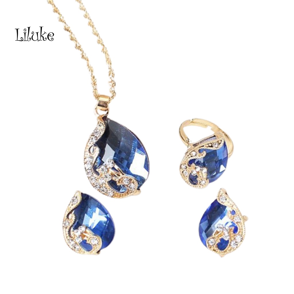 1 Set Vòng cổ Nhẫn Và Bông Tai Thời Trang Sang Trọng