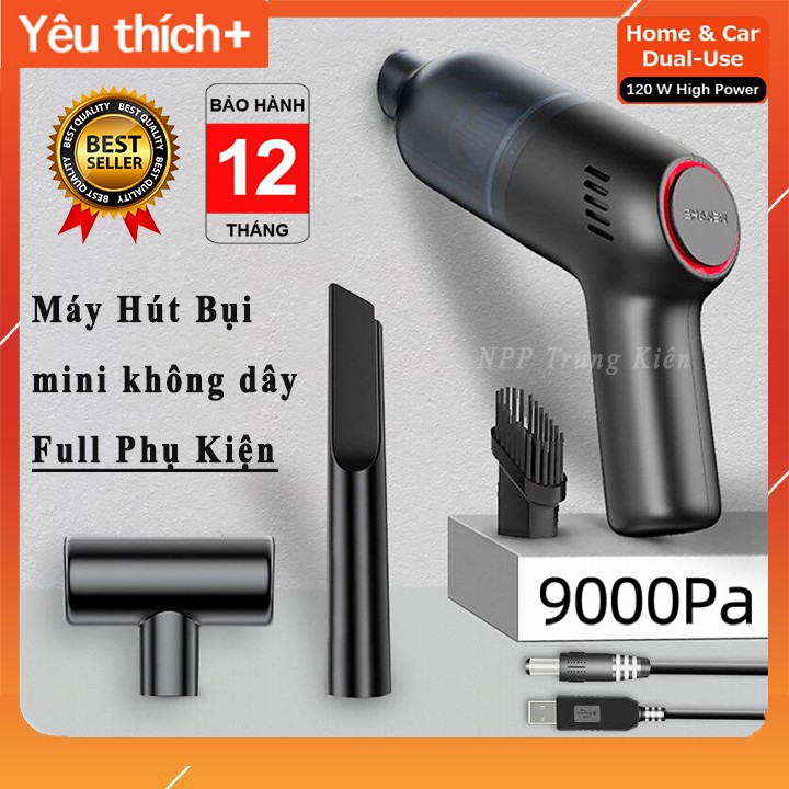 [MẪU NÂNG CẤP PIN] Máy hút bụi cầm tay mini không dây LT-101C, hút bụi giường, ô tô lực hút 9000PA hút liên tục 30phút