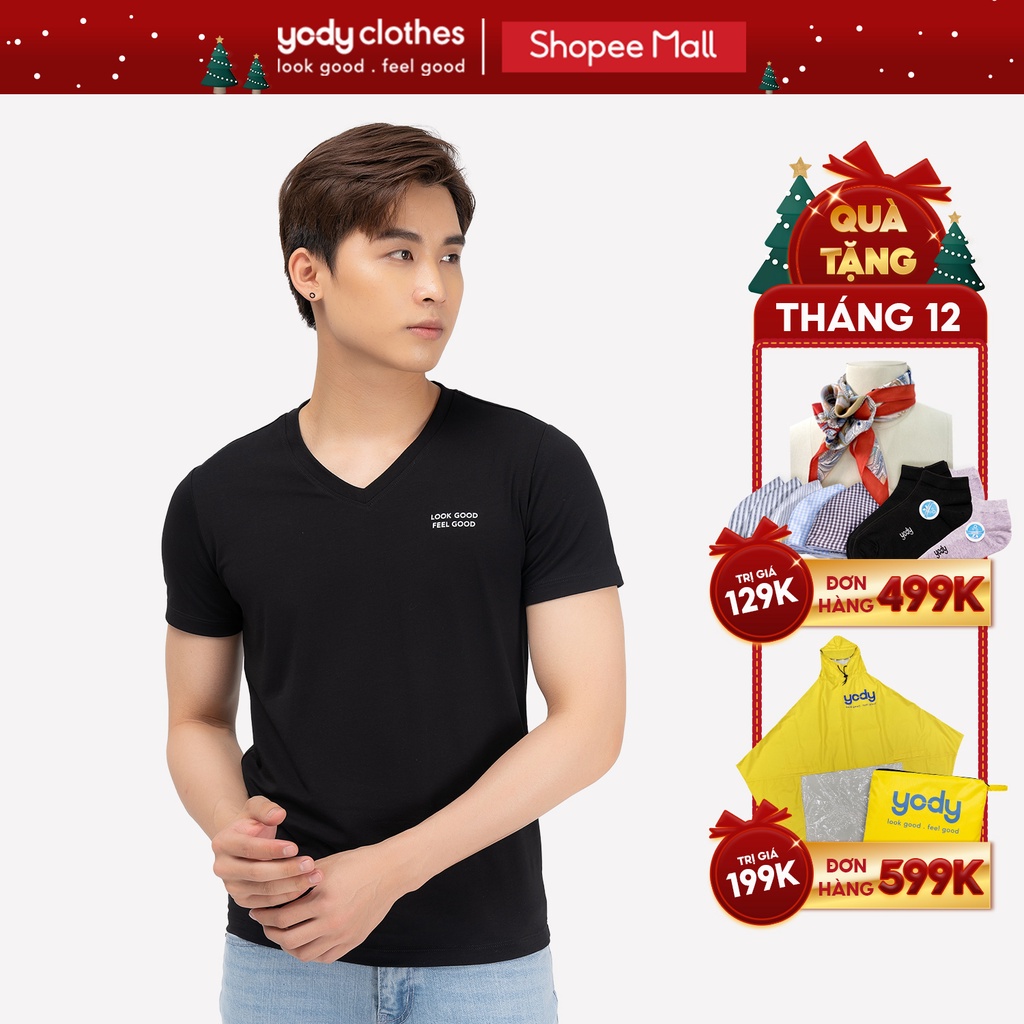 [Mã WABR50K12 giảm 10% tối đa 50K đơn 250K] Áo phông nam YODY cổ tim form rộng vải cotton thoáng mát PPM3997