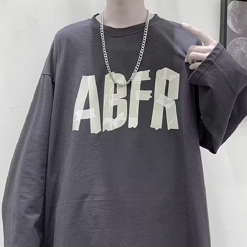 Áo Thun Tay Dài Dáng Rộng In Chữ Phong Cách Hàn Quốc Thời Trang Cho Nam size M-5XL