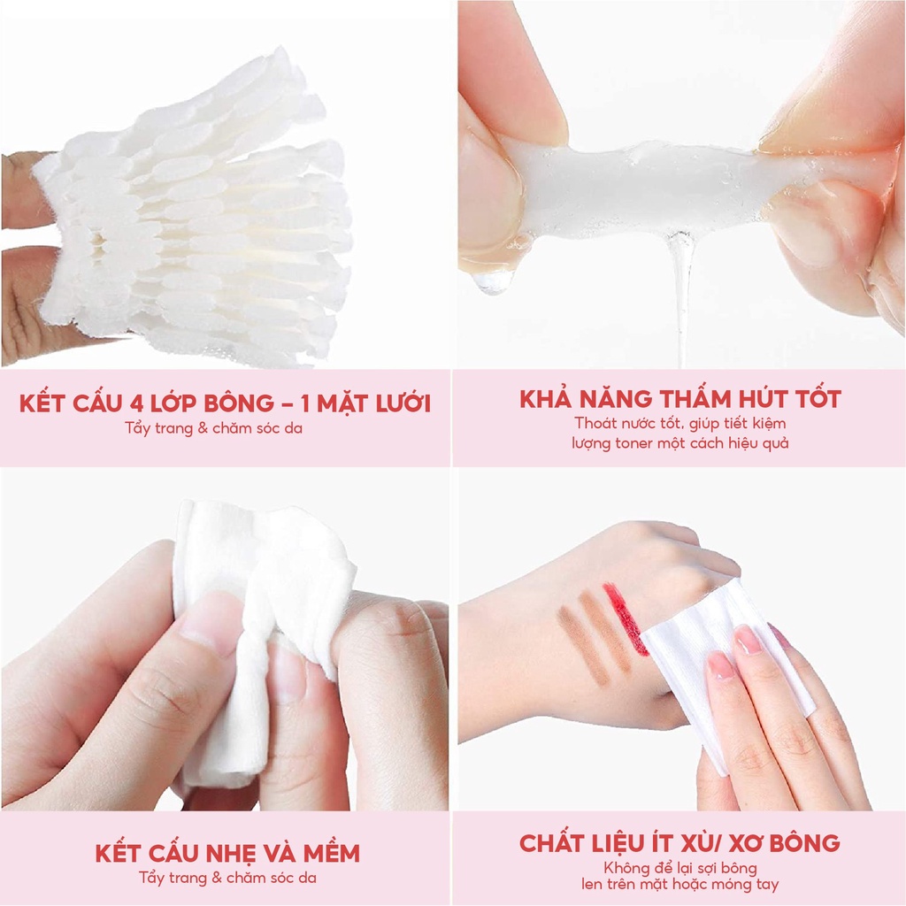 Bông tẩy trang làm sạch da Cotton 60 miếng - HERLY Cotton Pad Sạch Sâu [HSCO]