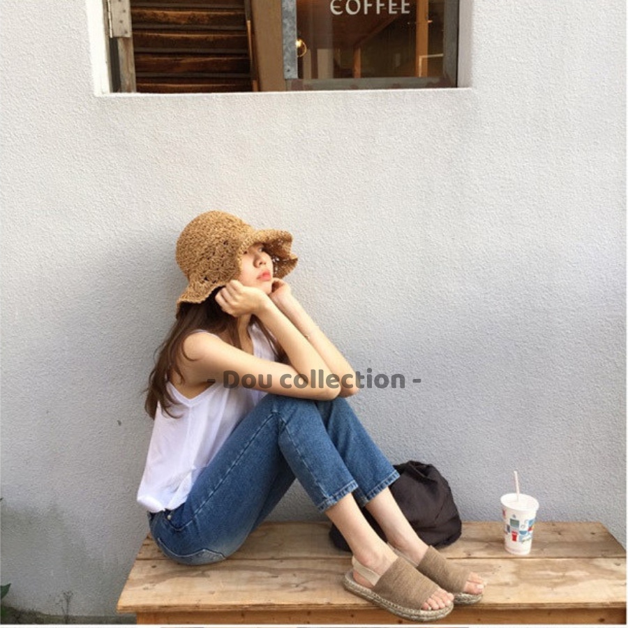 [NowShip2h] Nón Cói (Mũ Cói) Trơn Mềm Vành Rộng Chống Nắng Đi Biển - Mã NC026