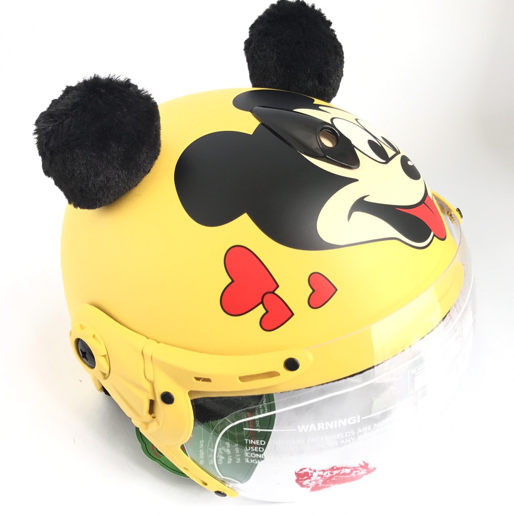 Mũ bảo hiểm trẻ em có kính V&amp;S Helmet Chuột Mickey vàng