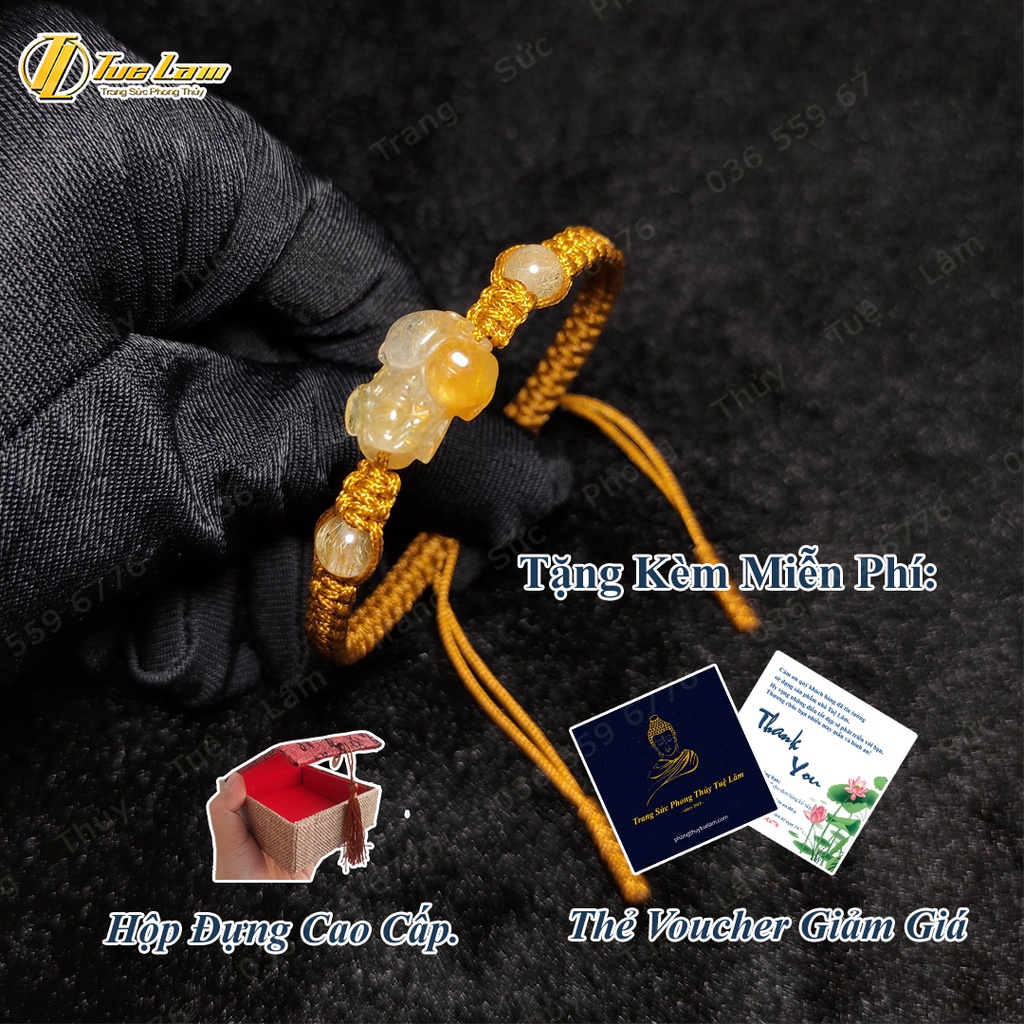 Vòng chỉ may mắn bện tỳ hưu tài lộc màu tóc vàng hợp mệnh kim thổ - Tuệ Lâm