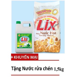 Bột giặt Lix hương nước hoa 5,5kg tặng nước rửa chén 1,5kg