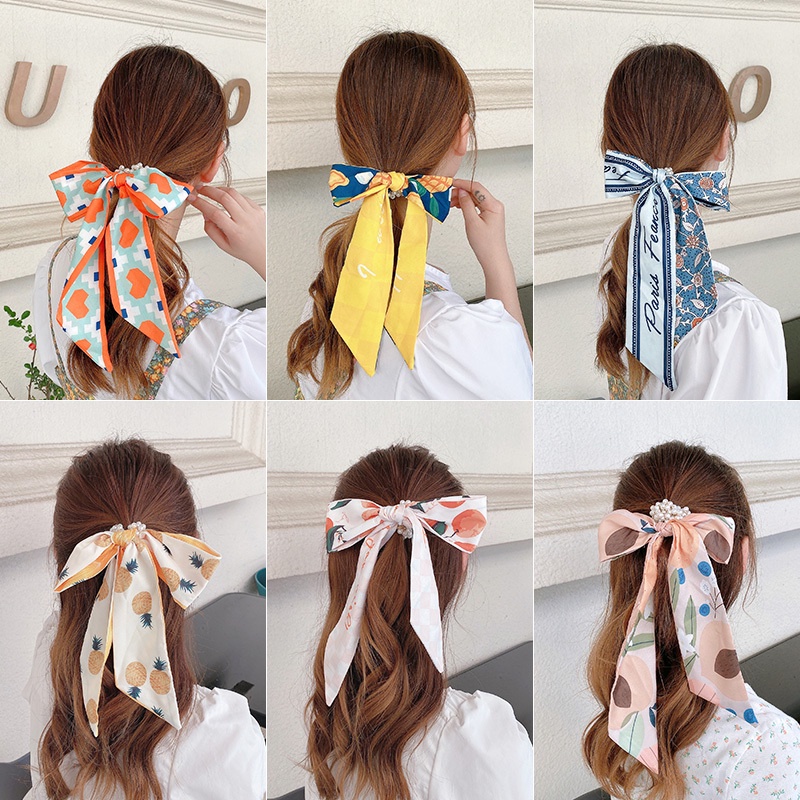 Dây Buộc Tóc Hình Nơ Đính Ngọc Trai Giả Thời Trang