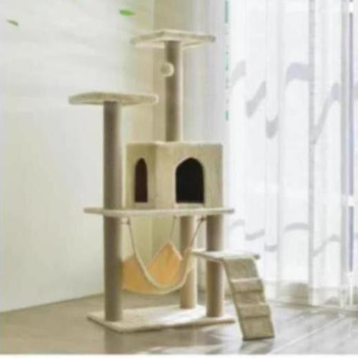 Trụ mèo leo trèo 3 tầng Nhà cây cho mèo cao 1,4m cat tree dụng cụ cào móng