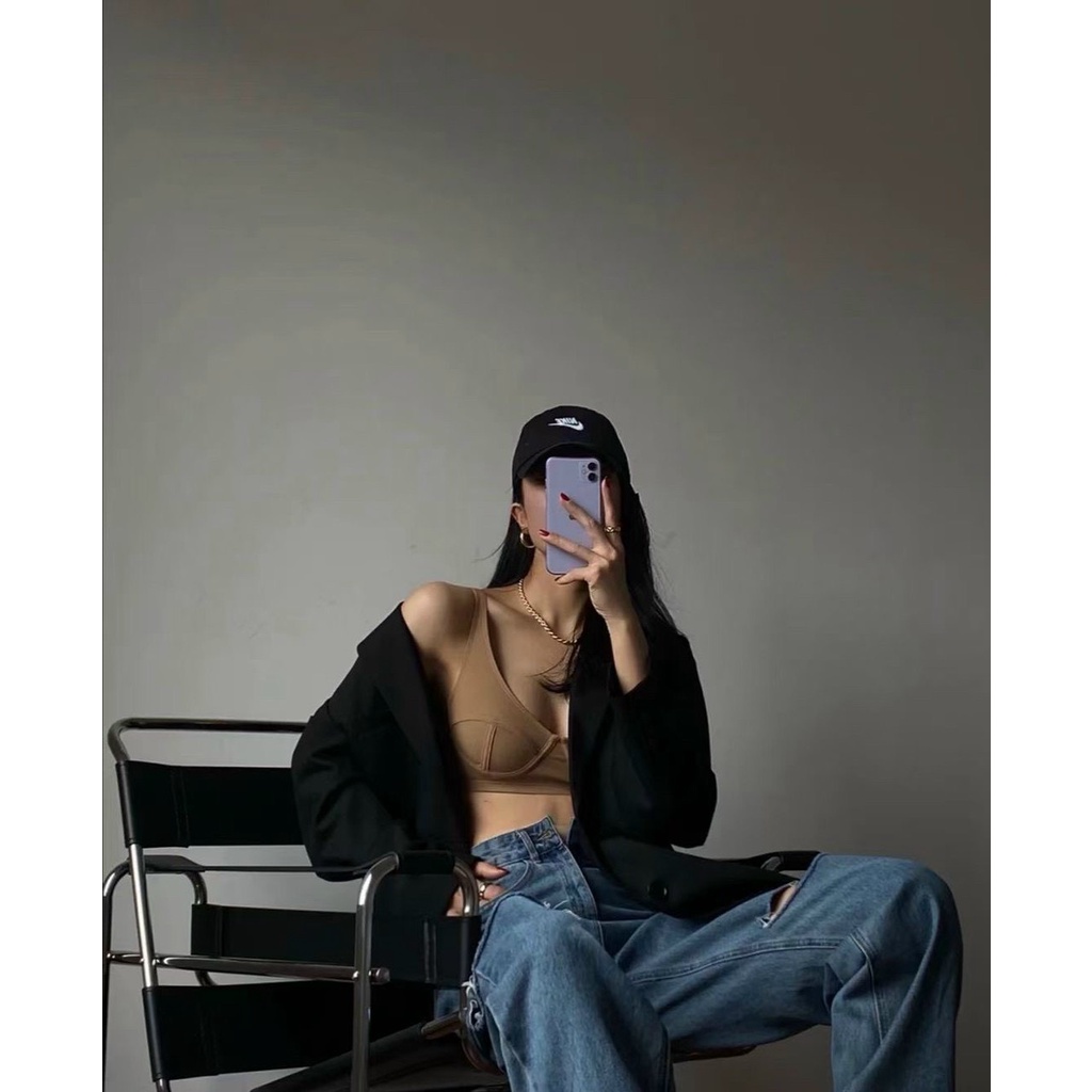 Áo Bralette Trơn Dáng Basic Có Sẵn Mút