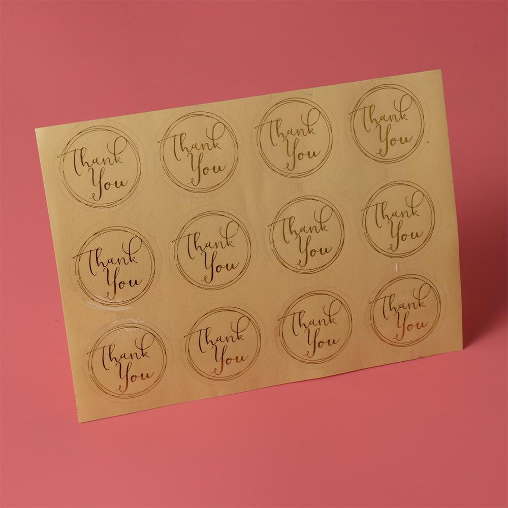 HECCEH Set 60 / 120 Miếng Dán Trong Suốt In Chữ Thank You Độc Đáo Trang Trí Bánh Kem