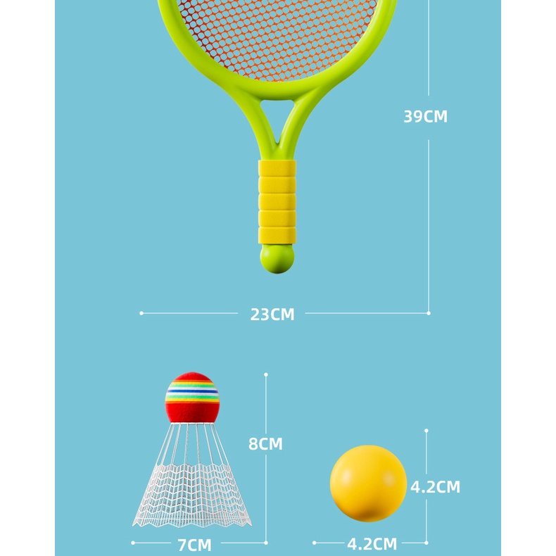 Bộ Vợt Tennis Và 1 Quả Cầu Lông Mềm Mại Kích Thước 17 Inch Dành Cho Bé Chơi Trong Nhà / Ngoài Trời