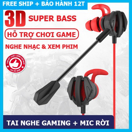 Tai nghe chơi game điện thoại, máy tính G6 Super BASS âm thanh cực đã, tai phone gaming có mic rời, LTC