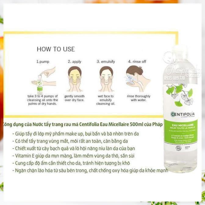 [Chính Hãng] Nước Tẩy Trang Rau Má Centifolia Eau Micellaire Pháp