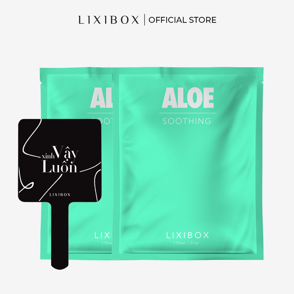 [HB GIFT] Gương Lixibox- black, 2 mặt nạ Lixibox Aloe 25ml