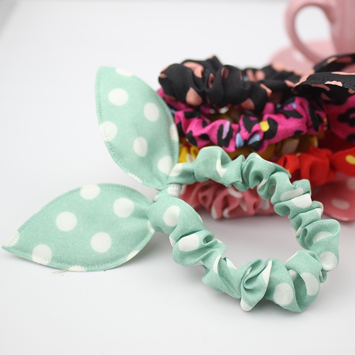 Dây cột tóc tai thỏ, bền chắc  họa tiết chấm bi giá rẻ, nữ tính PK696