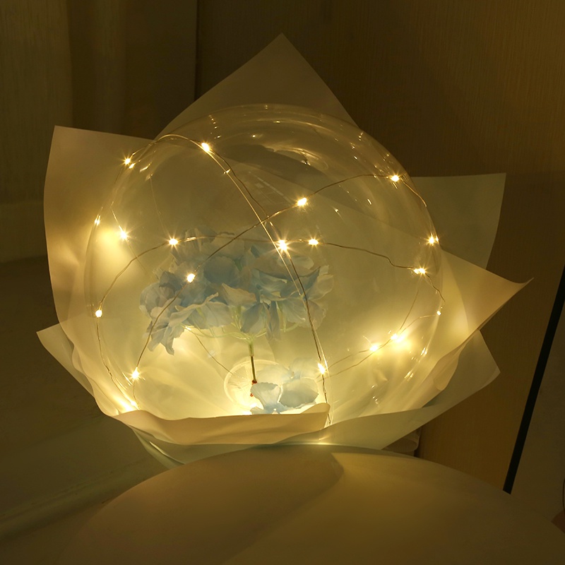 Bong Bóng Có Đèn LED Hình Hoa Tú Cầu Trong Suốt Trang Trí Tiệc