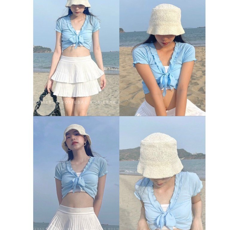 Áo Croptop Nơ Ngực GenY - Áo Croptop Kiểu Cột Thắt Nơ Trươc Ngực Siêu Xinh, Chất Vải Len Tăm Mềm Mịn | BigBuy360 - bigbuy360.vn