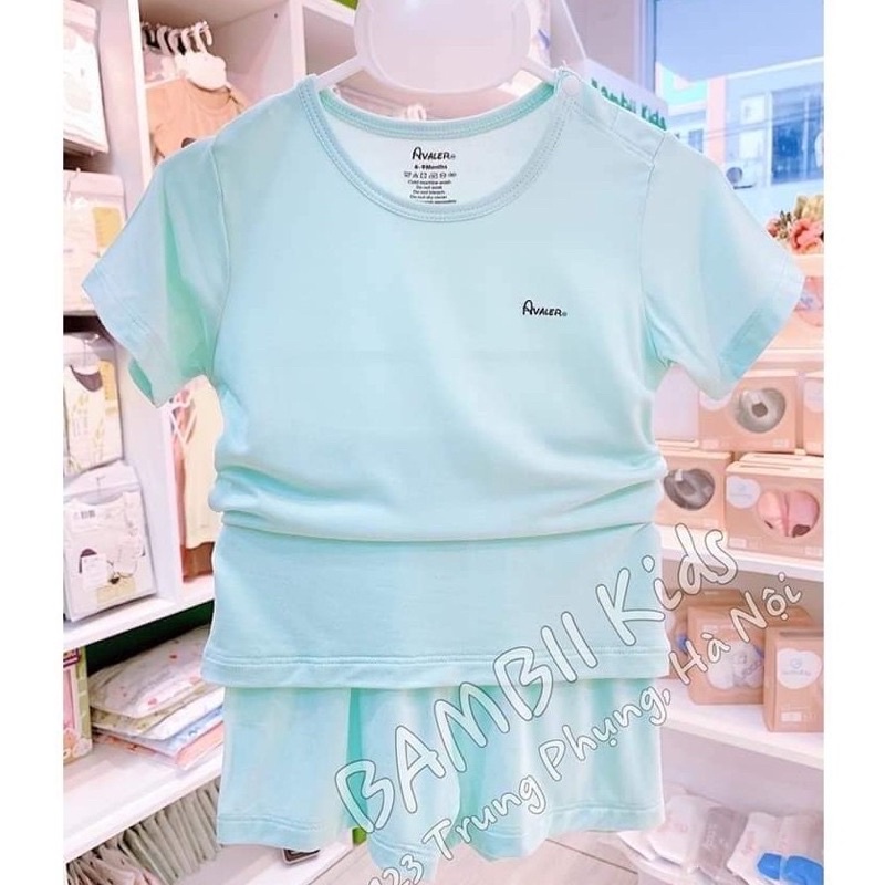 Bộ cộc tay mầu trơn Avaler chất sợi tre (màu pastel nhẹ nhàng) size 3-6m đến 3-4y