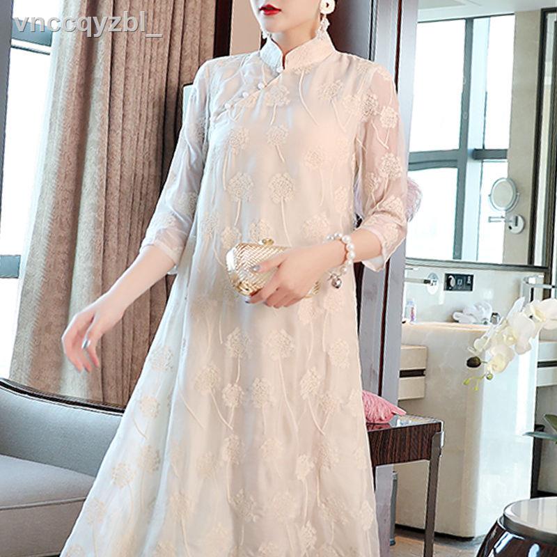 Gao Leng Yu Jie Feng Trung Quốc Hanfu Váy sườn xám cải tiến 2020 Văn học và Nghệ thuật Retro Mùa hè Phụ nữ Phong cách Tr