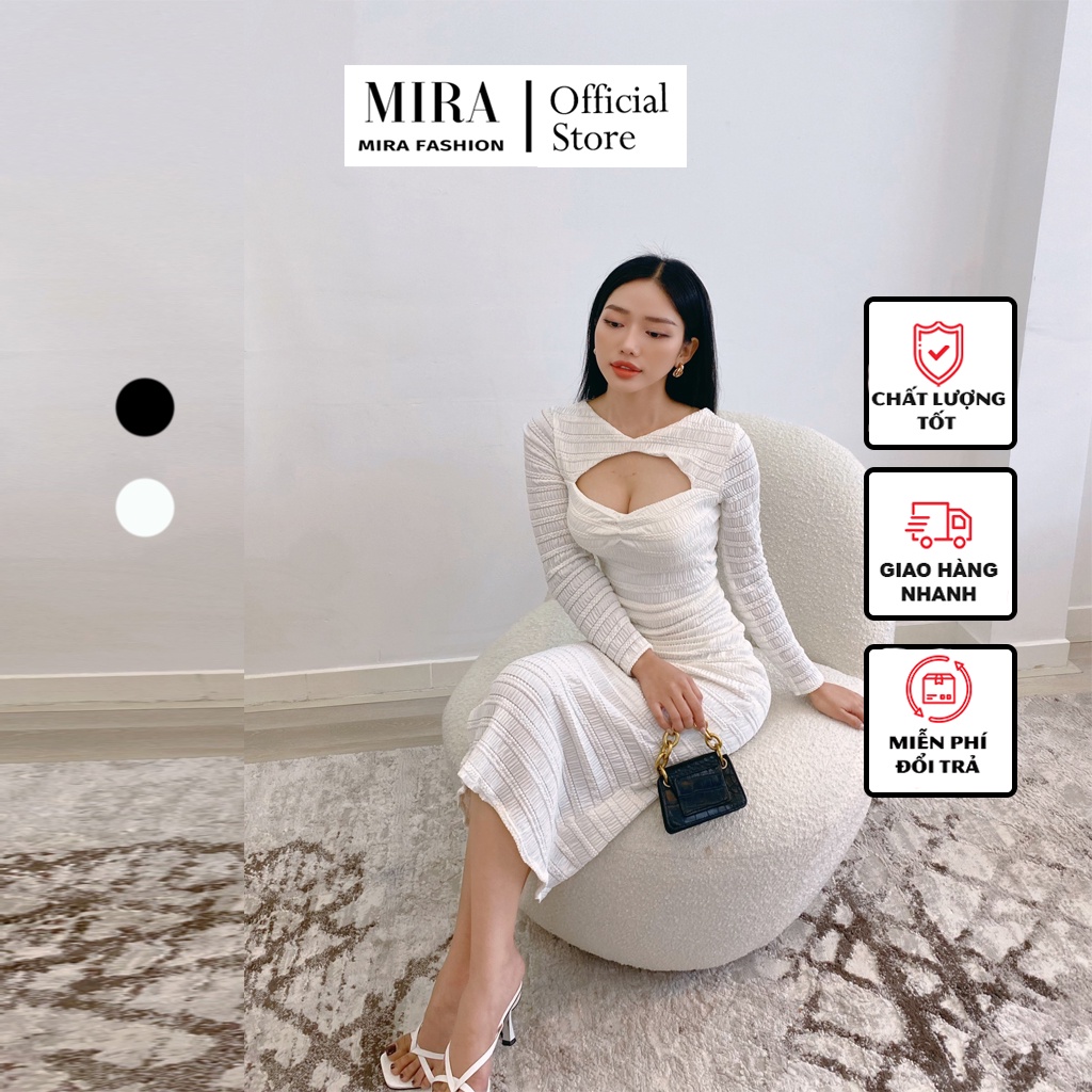 Váy Ôm BODY KHOÉT NGỰC Tay Dài , Đầm Dự Tiệc Sang Trọng Thiết Kế Form Chuẩn Cao Cấp - MIRA Fashion