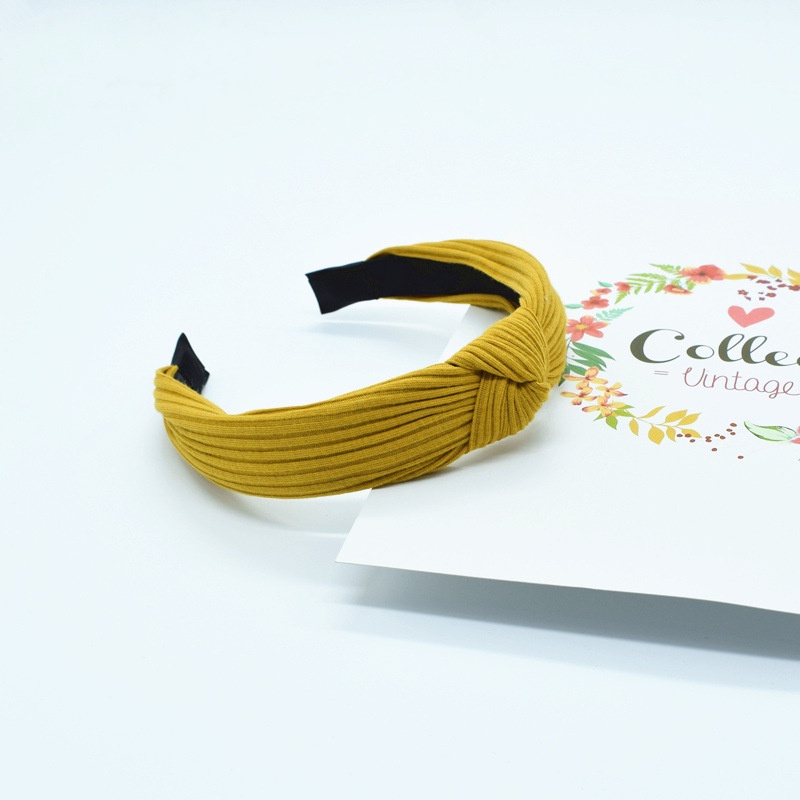 Băng đô cài tóc bằng vải len dệt màu trơn thời trang phong cách retro