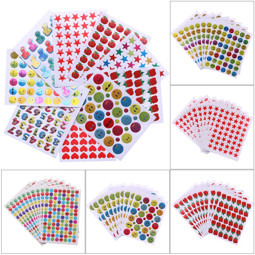 Bộ 10 Tấm Sticker Dán Hình Mặt Cười Ngôi Sao Dùng Trang Trí Album Ảnh