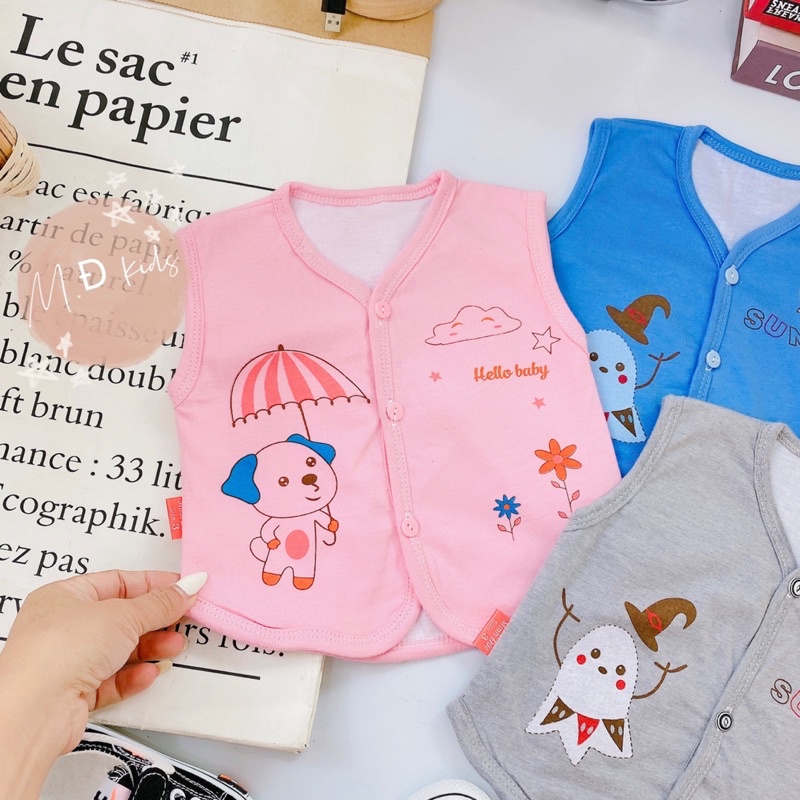 Áo gile cotton sơ sinh 2 lớp (4-12kg)