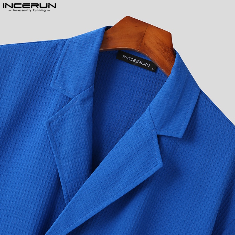 Áo sơ mi INCERUN ngắn tay dáng rộng phối nút phong cách hippie cho nam