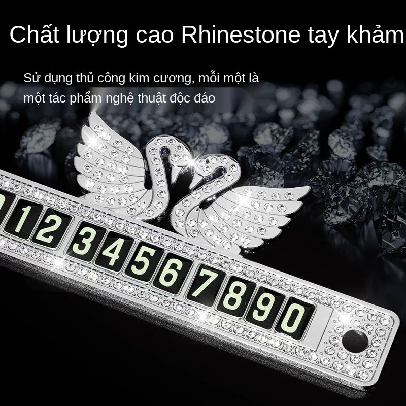 Bảng Số Điện Thoại Đính Đá Thiên Nga Gắn Kính Lái Xe Ô Tô - thẻ ghi sdt hình thiên nga