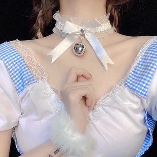 Vòng Cổ Choker Phối Ren Mềm Mại Có Chuông Lớn Dùng Hóa Trang Cho Nữ