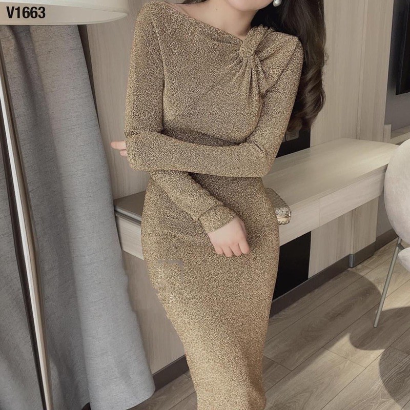 VNU49 - VÁY BODY NHŨ CHÉO VAI XOẮN NGỰC