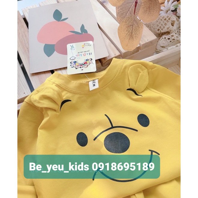 Bộ thu đông Bé Trai, Bé Gái Dài Tay Vải Cotton Co Dãn 4 Chiều Gấu Poor