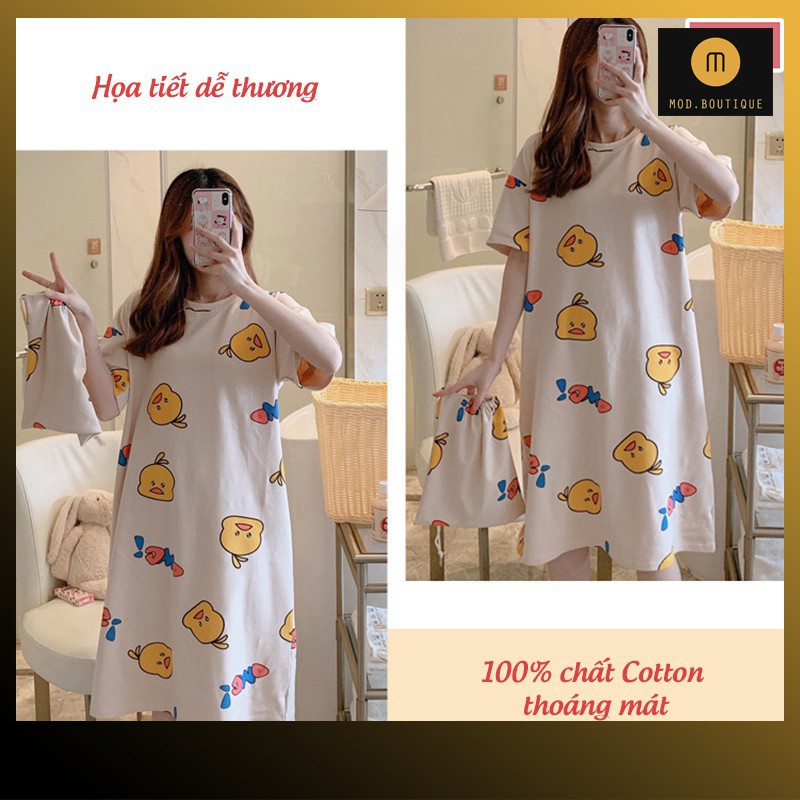 Váy Mặc Nhà Váy Ngủ Họa Tiết Đáng Yêu, Chất Cotton Mềm Mịn Diện Hè V6 | BigBuy360 - bigbuy360.vn
