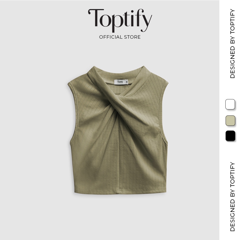Áo croptop nữ sát nách trơn TOPTIFY kiểu cổ đắp chéo chất thun gân xô co giãn Weekend Plans Top AC32