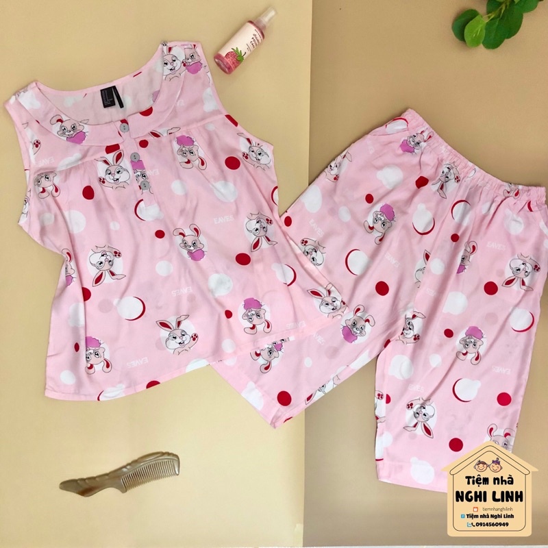 [ MOM ] Đồ bộ tole lanh quần lửng không tay bâu sen nhỏ (40 -73kg) | BigBuy360 - bigbuy360.vn