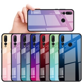 Ốp điện thoại mặt sau kính cường lực màu gradient khung viền mềm cho Huawei Nova 4 3i 3