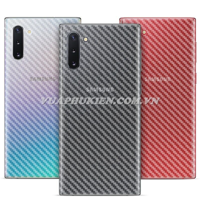 Tấm dán vân Carbon 3D mặt lưng cho Samsung Galaxy Note 10 Lite, Note 10 Plus, Note 10, Note 9, Note 8, Note 7, Note FE