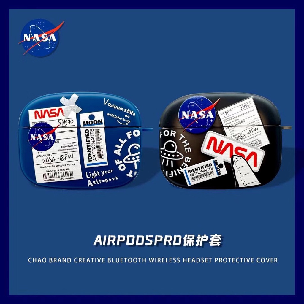 Vỏ Bảo Vệ Hộp Sạc tai nghe không dây Apple Airpods Pro Airpods1 / 2 Hình Nhãn Hiệu Nasa Ốp