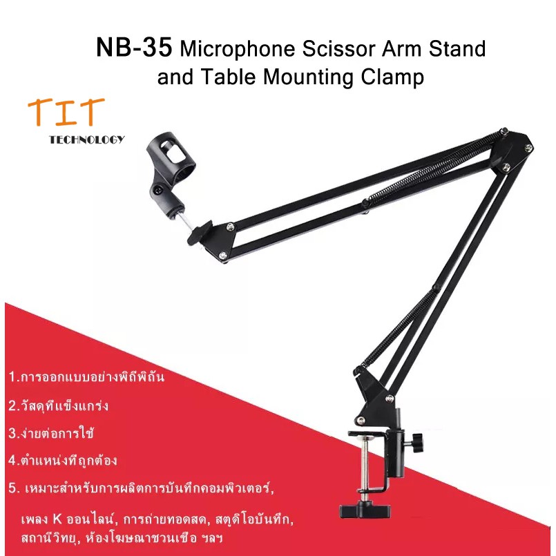 NB-35 Micro Kéo Tay Đứng Và Kẹp Gắn Bàn NB-35 Hàm Và