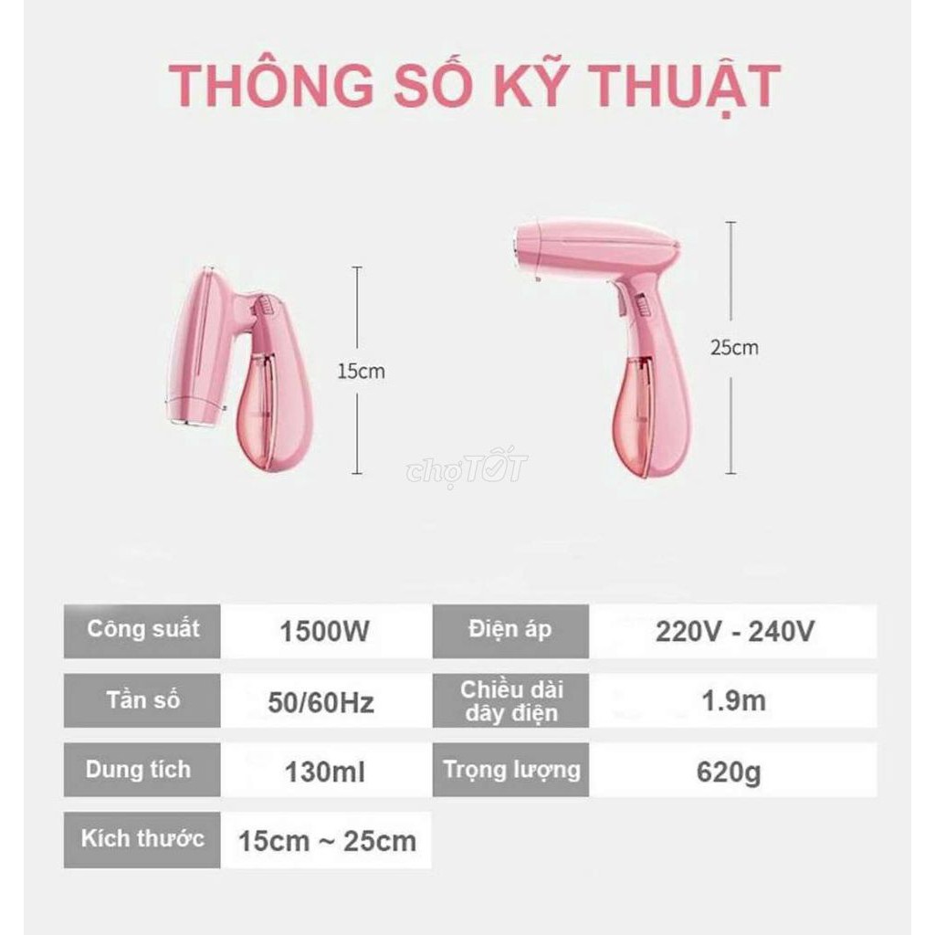 Bàn Ủi Hơi Nước (Bàn Là) Gập Cầm Tay 120ml Nước, 1500W Chính Hãng Sokany - BH 12 Tháng