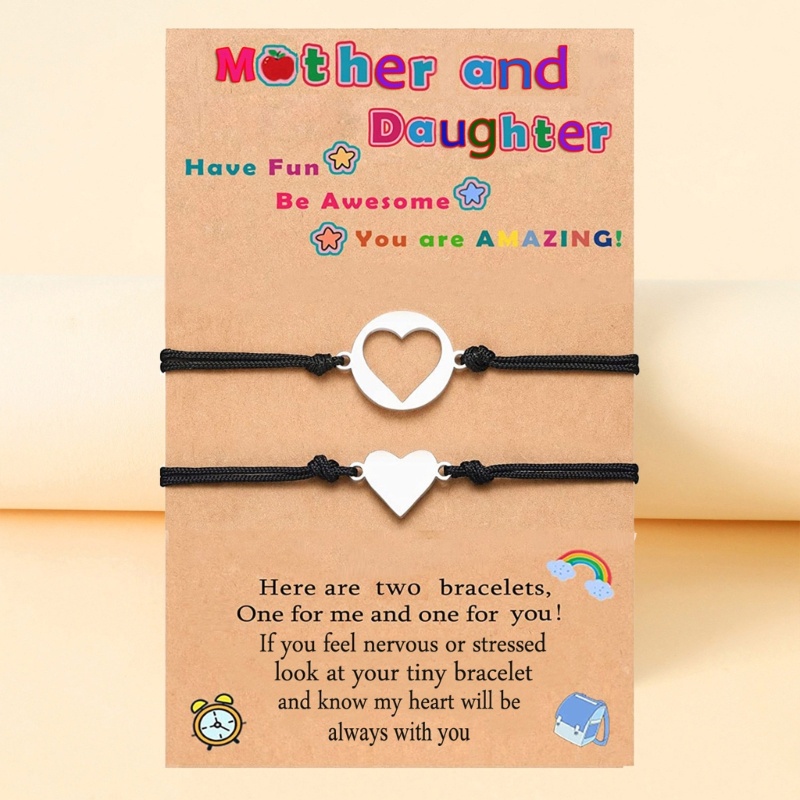 Set 2 Vòng Tay Bện Dây Gắn Thẻ Tình Yêu Cho Mẹ Và Con Gái